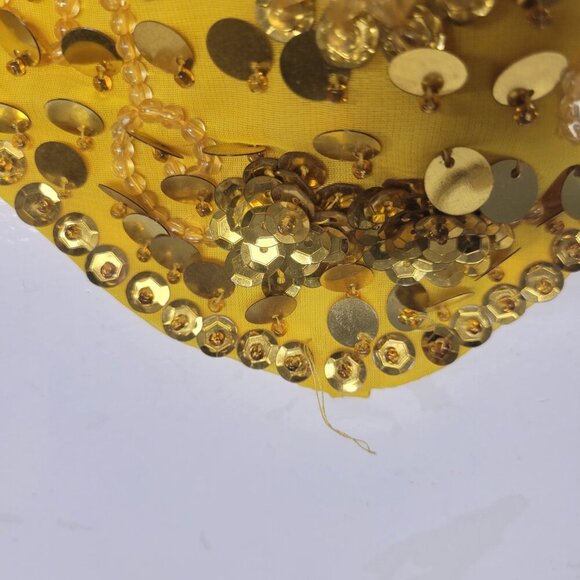 Yellow Sequin Halter Crop Top Silver Sequin Backless Belly Dancing Tops NEW - Picture 7 of 12